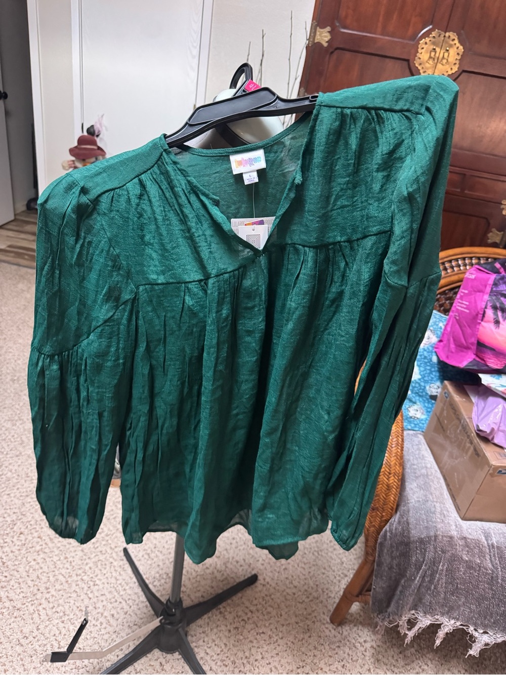 Lularoe Timaree Women's Green Long Sleeve Blouse Large